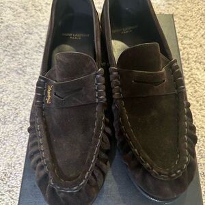 Saint Laurent Brown Suede Loafers